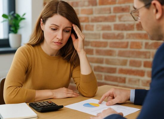 Woman working out budget while applying for website and marketing grant in New Brunswick, Canada