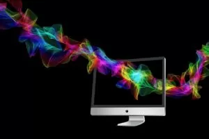 Wave of colour flowing through a computer screen