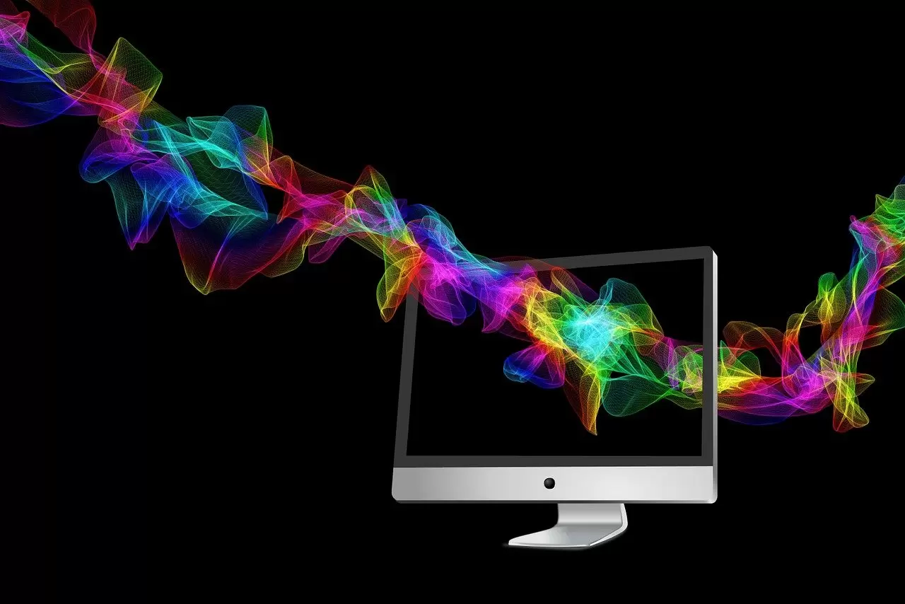 Wave of colour flowing through a computer screen